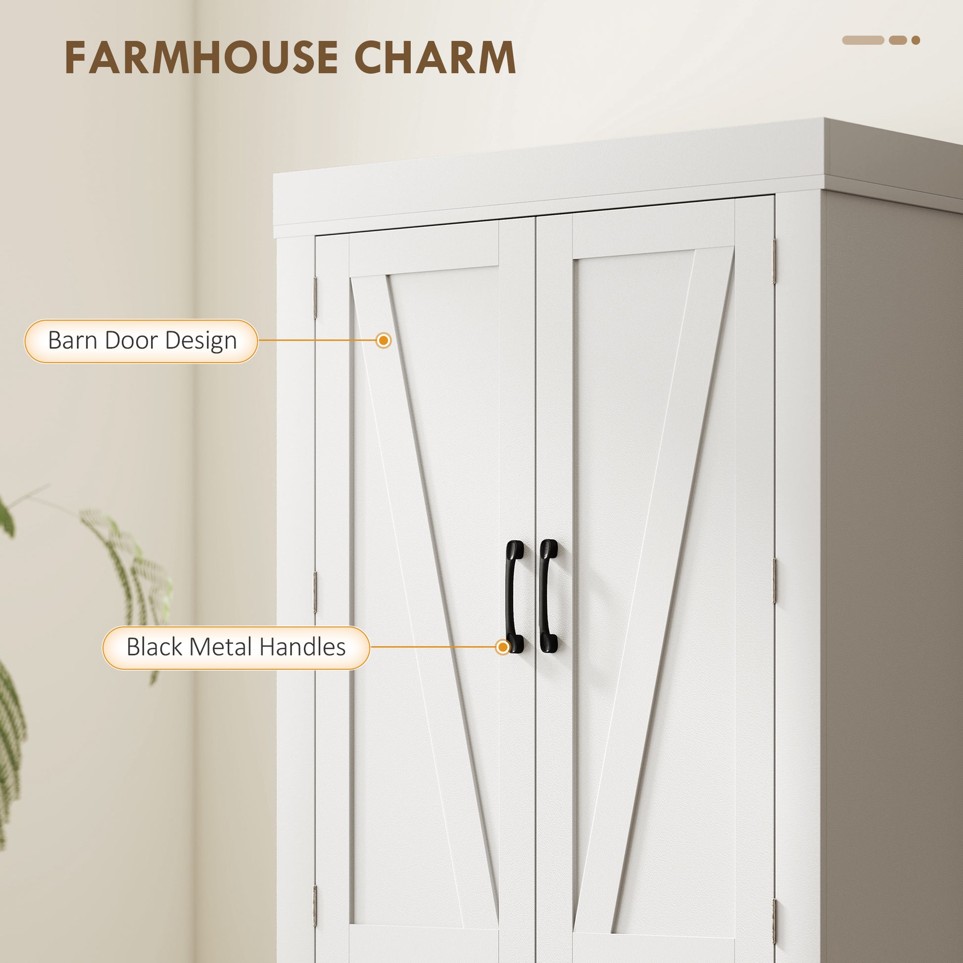72" Kitchen Pantry Cabinet - White Farmhouse 4 Barn Doors-DECOROLALA