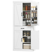 72" Kitchen Pantry Cabinet - White Farmhouse 4 Barn Doors-DECOROLALA