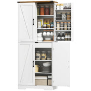 72" Kitchen Pantry Cabinet - White Farmhouse 4 Door Storage-DECOROLALA