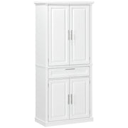 72" Kitchen Pantry Cabinet - White Freestanding 4-Door-DECOROLALA