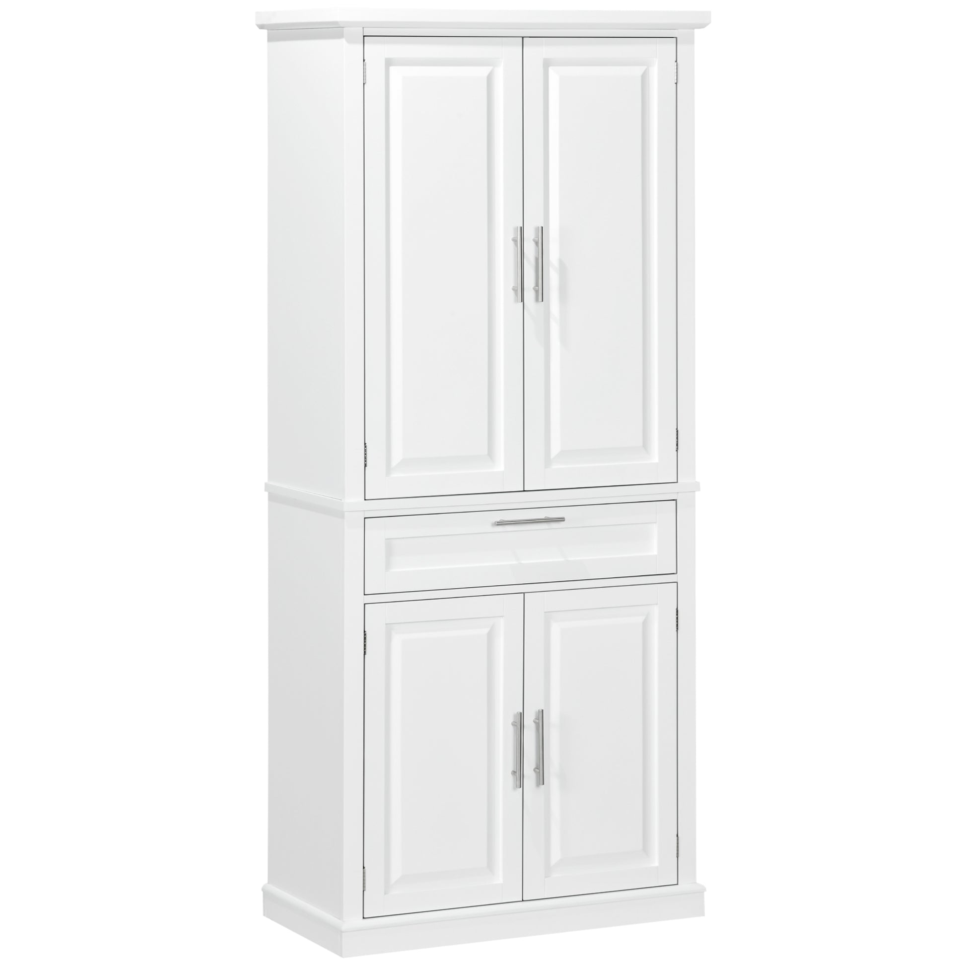 72" Kitchen Pantry Cabinet - White Freestanding 4-Door-DECOROLALA