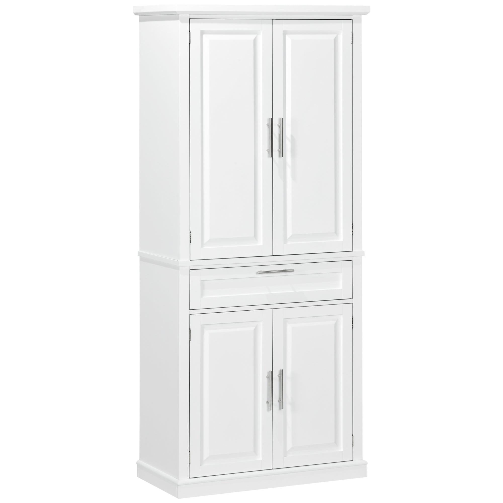 72" Kitchen Pantry Cabinet - White Freestanding 4-Door-DECOROLALA