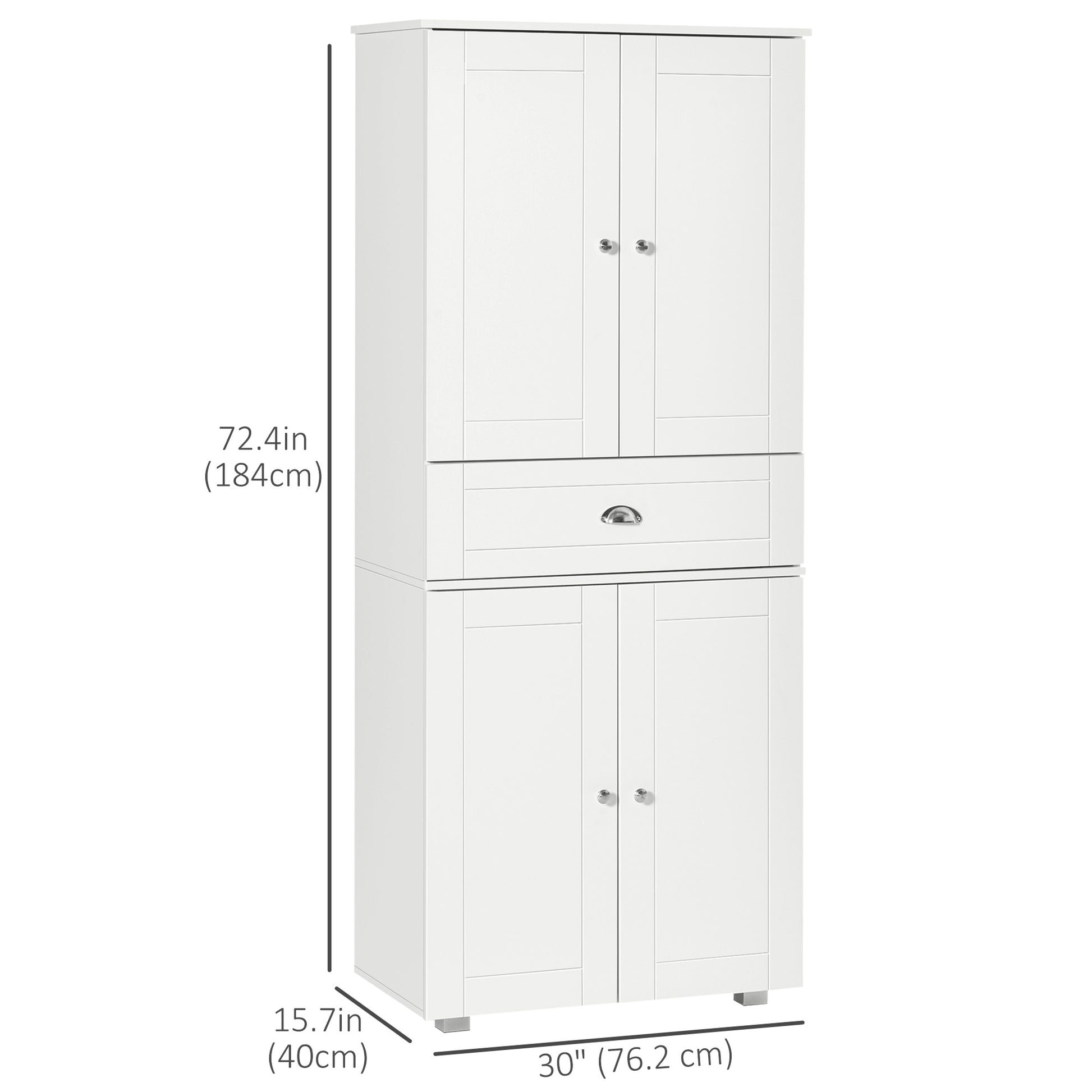 72" Kitchen Pantry Cabinet - White Modern Storage-DECOROLALA