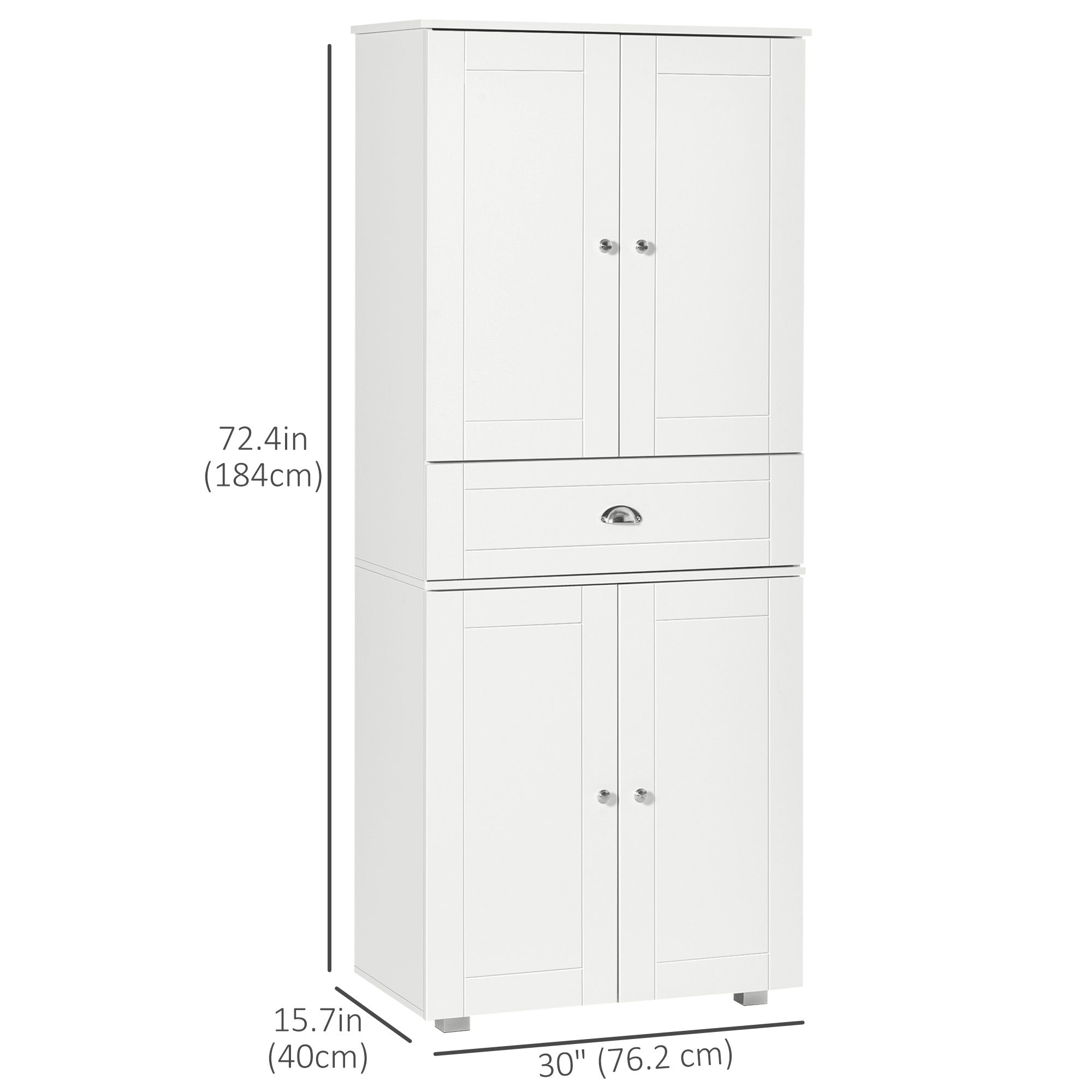 72" Kitchen Pantry Cabinet - White Modern Storage-DECOROLALA