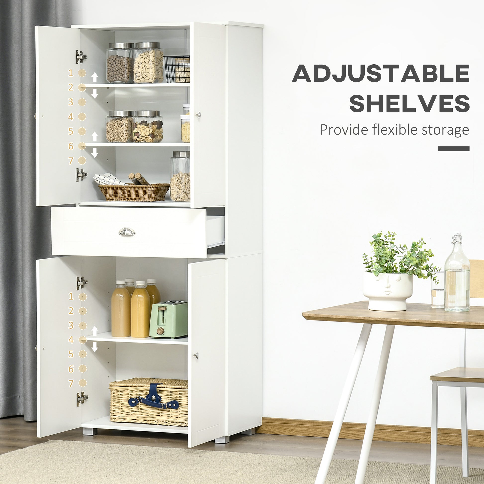 72" Kitchen Pantry Cabinet - White Modern Storage-DECOROLALA