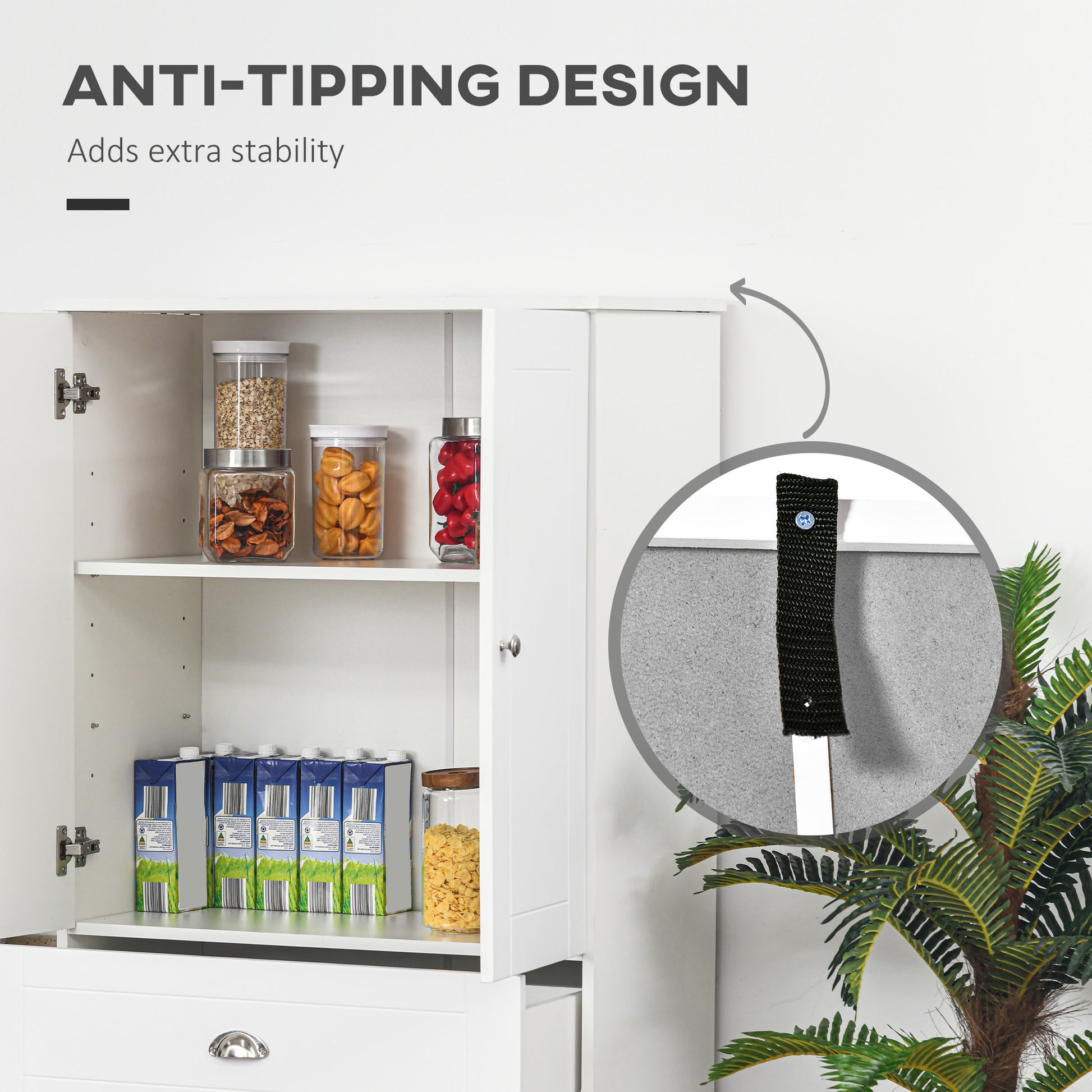 72" Kitchen Pantry Cabinet - White Modern Storage-DECOROLALA