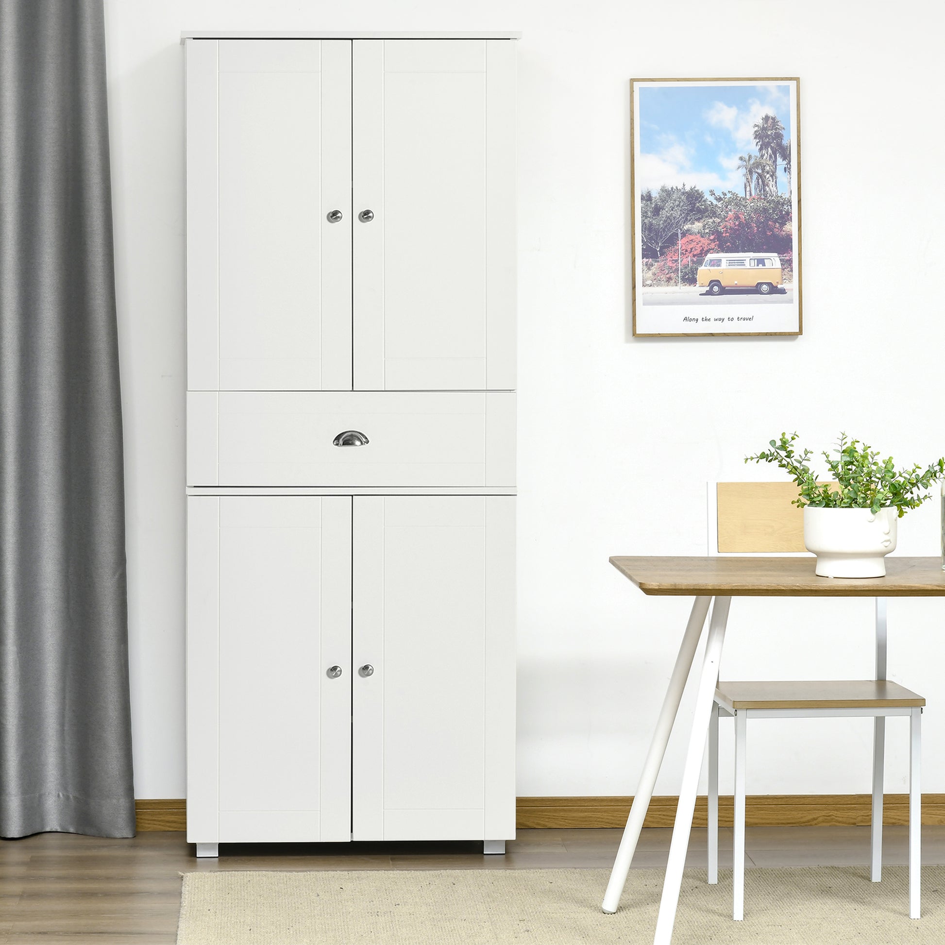 72" Kitchen Pantry Cabinet - White Modern Storage-DECOROLALA