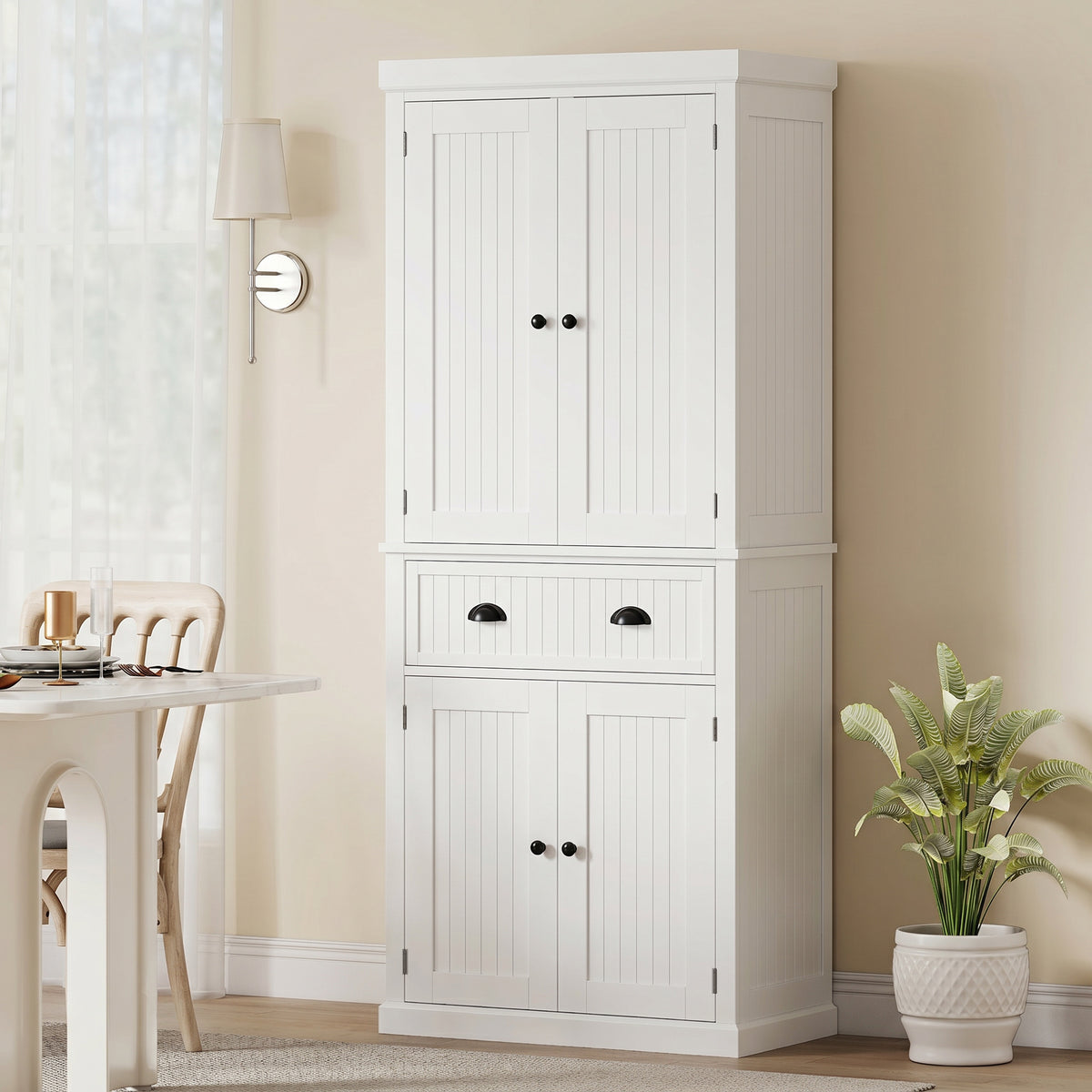 72" Kitchen Pantry Freestanding Storage Cabinet - White-Home Furnishings > Storage & Organization > Kitchen Pantry Cabinets-DECOROLALA