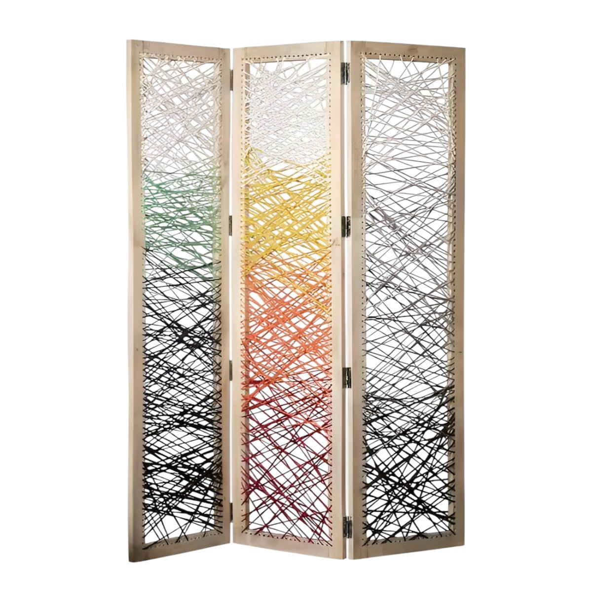 72" Natural Solid Wood Folding Three Panel Screen Room Divider-Room Dividers-DECOROLALA