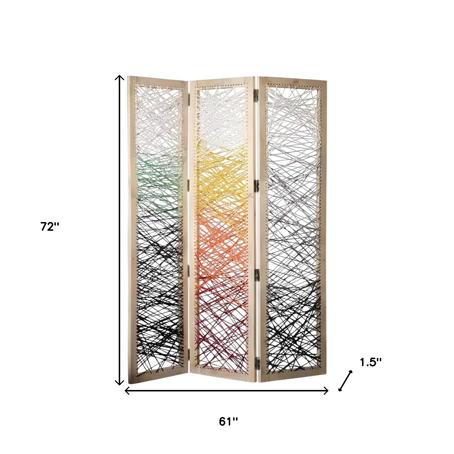 72" Natural Solid Wood Folding Three Panel Screen Room Divider-Room Dividers-DECOROLALA
