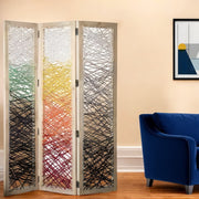 72" Natural Solid Wood Folding Three Panel Screen Room Divider-Room Dividers-DECOROLALA