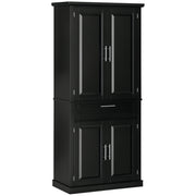 72" Pantry Cabinet - 4-Door, Black Storage with Adjustable Shelves-Pantry Cabinets-DECOROLALA