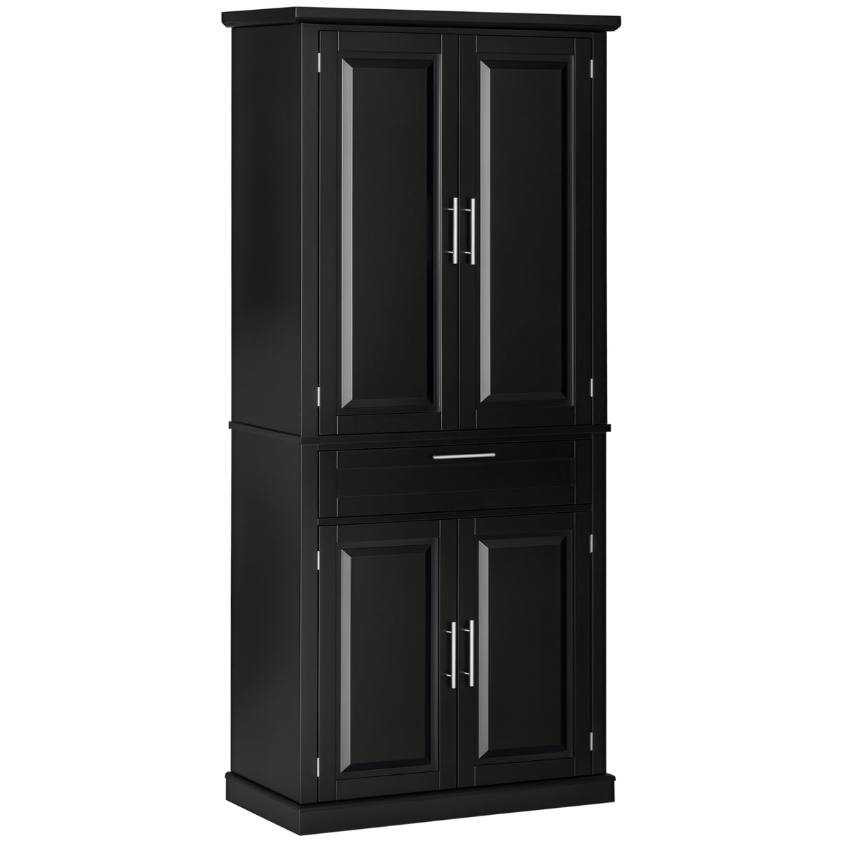 72" Pantry Cabinet - 4-Door, Black Storage with Adjustable Shelves-Pantry Cabinets-DECOROLALA