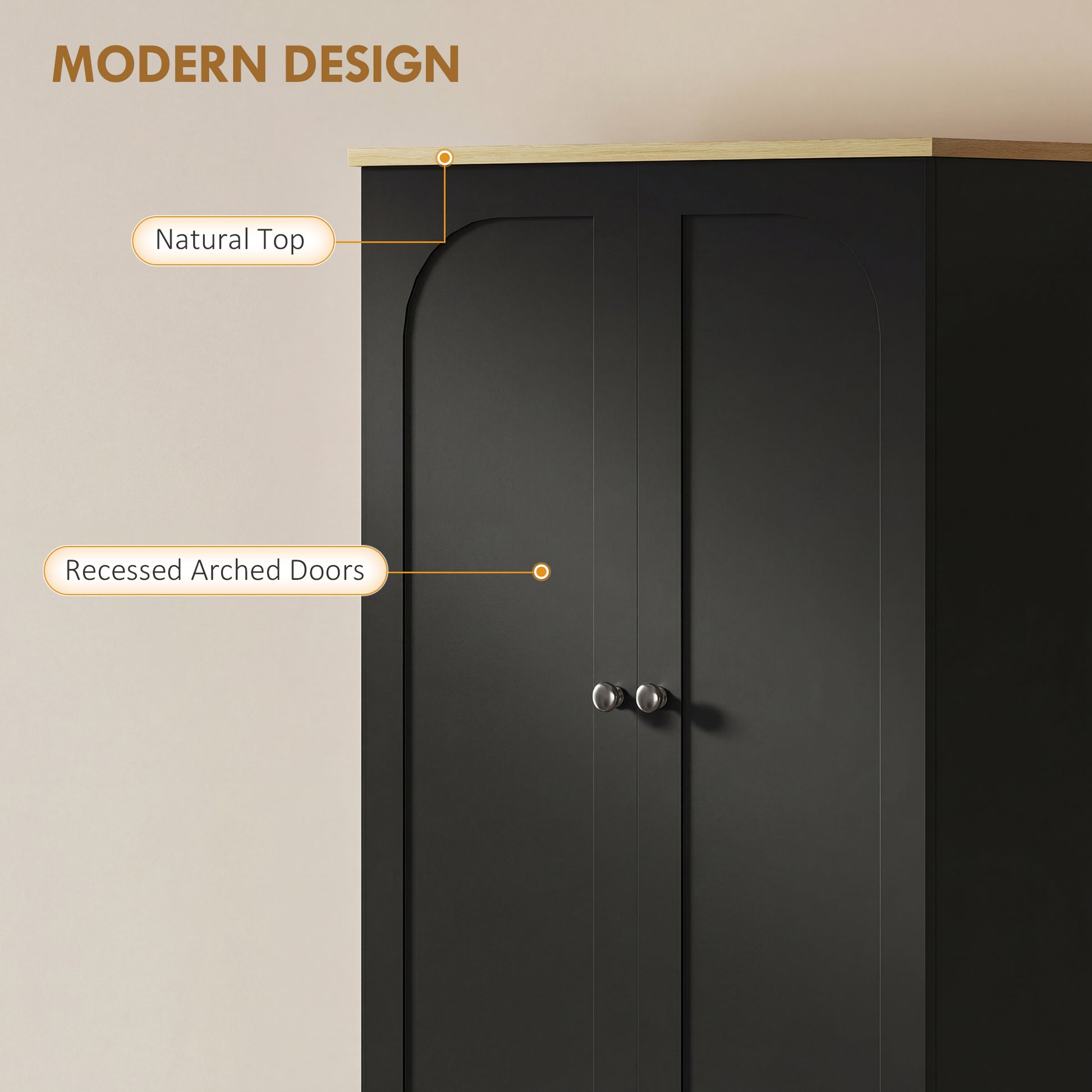 72" Pantry Cabinet with Adjustable Shelves - Black-DECOROLALA