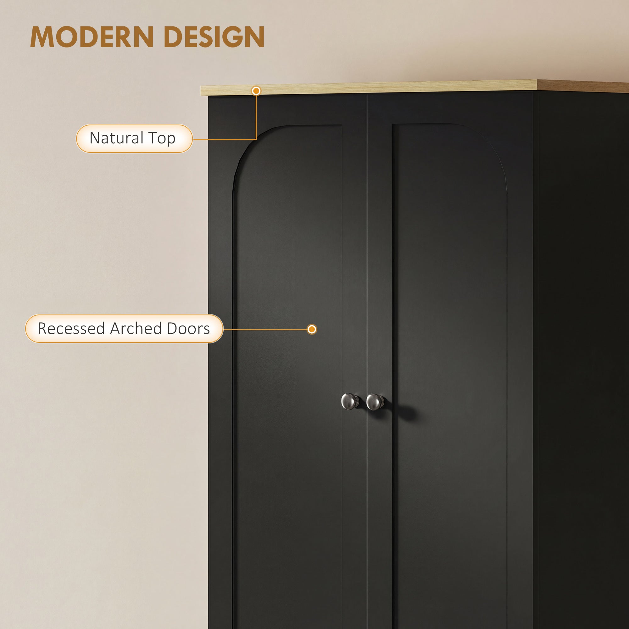 72" Pantry Cabinet with Adjustable Shelves - Black-DECOROLALA