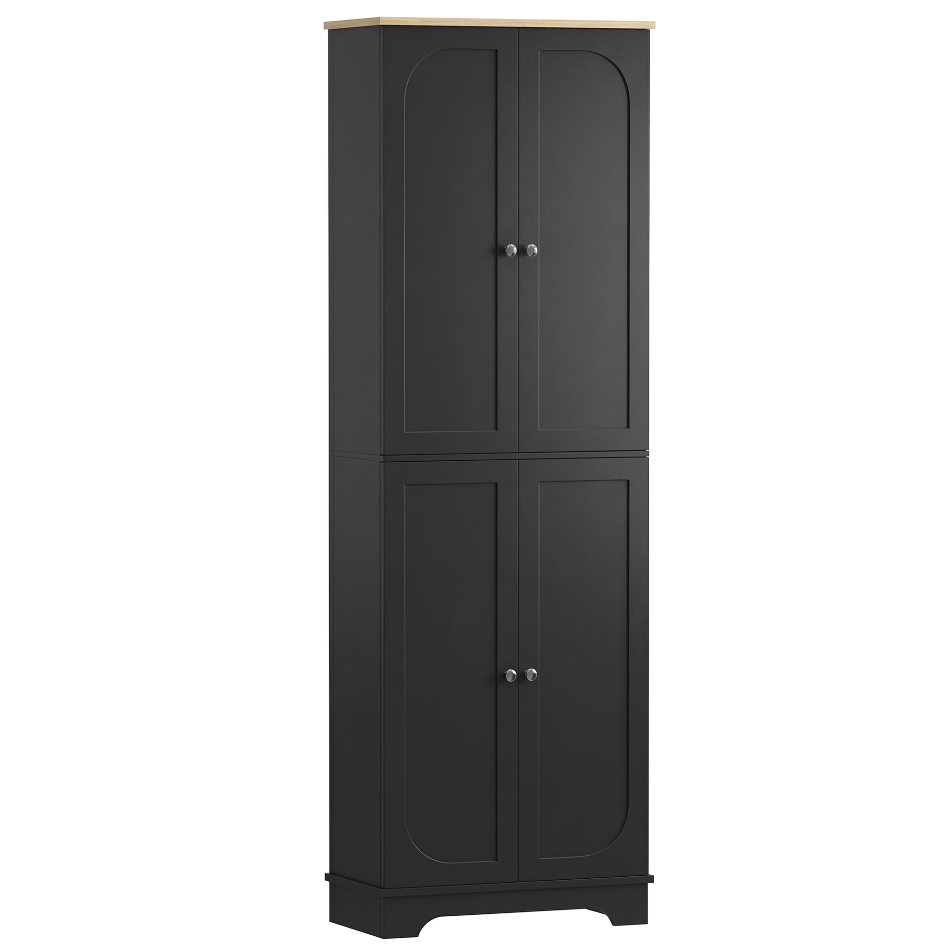72" Pantry Cabinet with Adjustable Shelves - Black-DECOROLALA