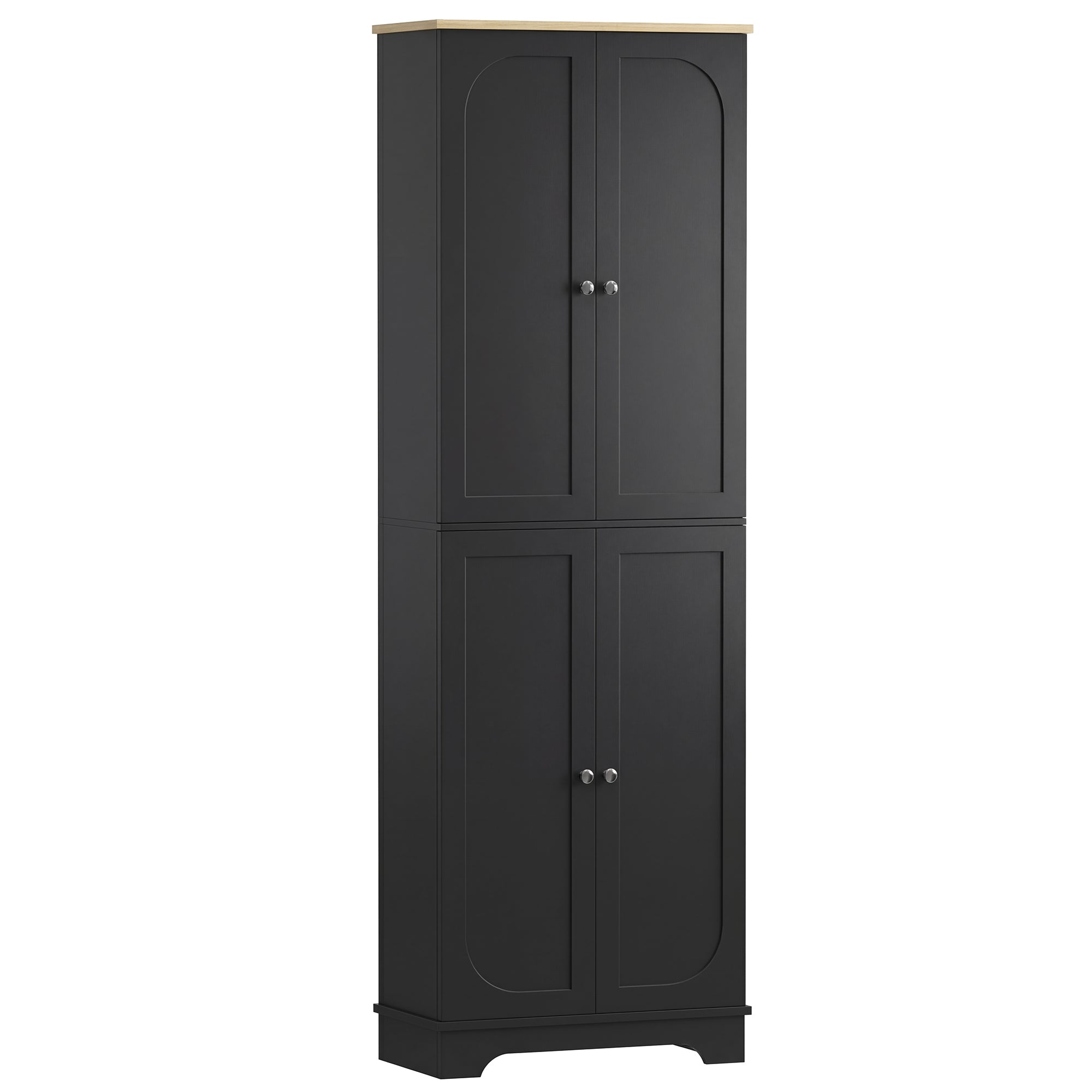 72" Pantry Cabinet with Adjustable Shelves - Black-DECOROLALA