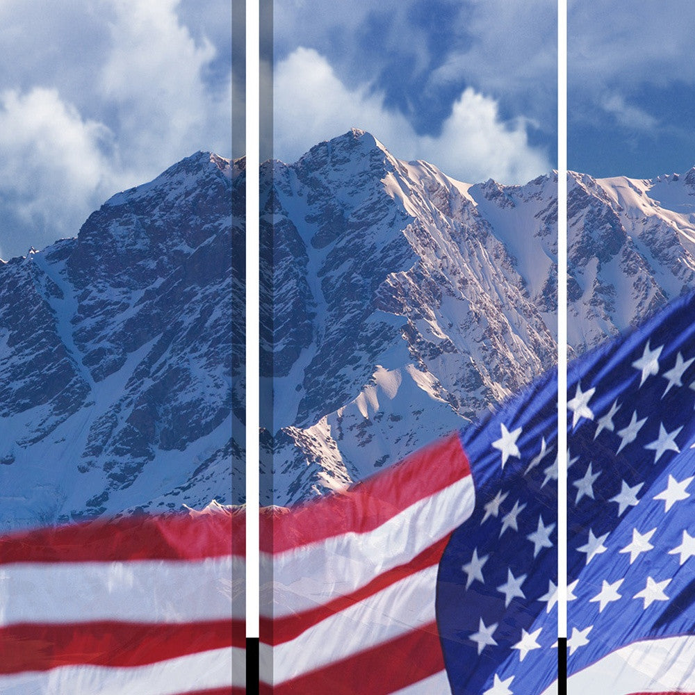 72" Red White And Blue American Flag Reversible Canvas Folding Three Panel Room Divider-Room Dividers-DECOROLALA