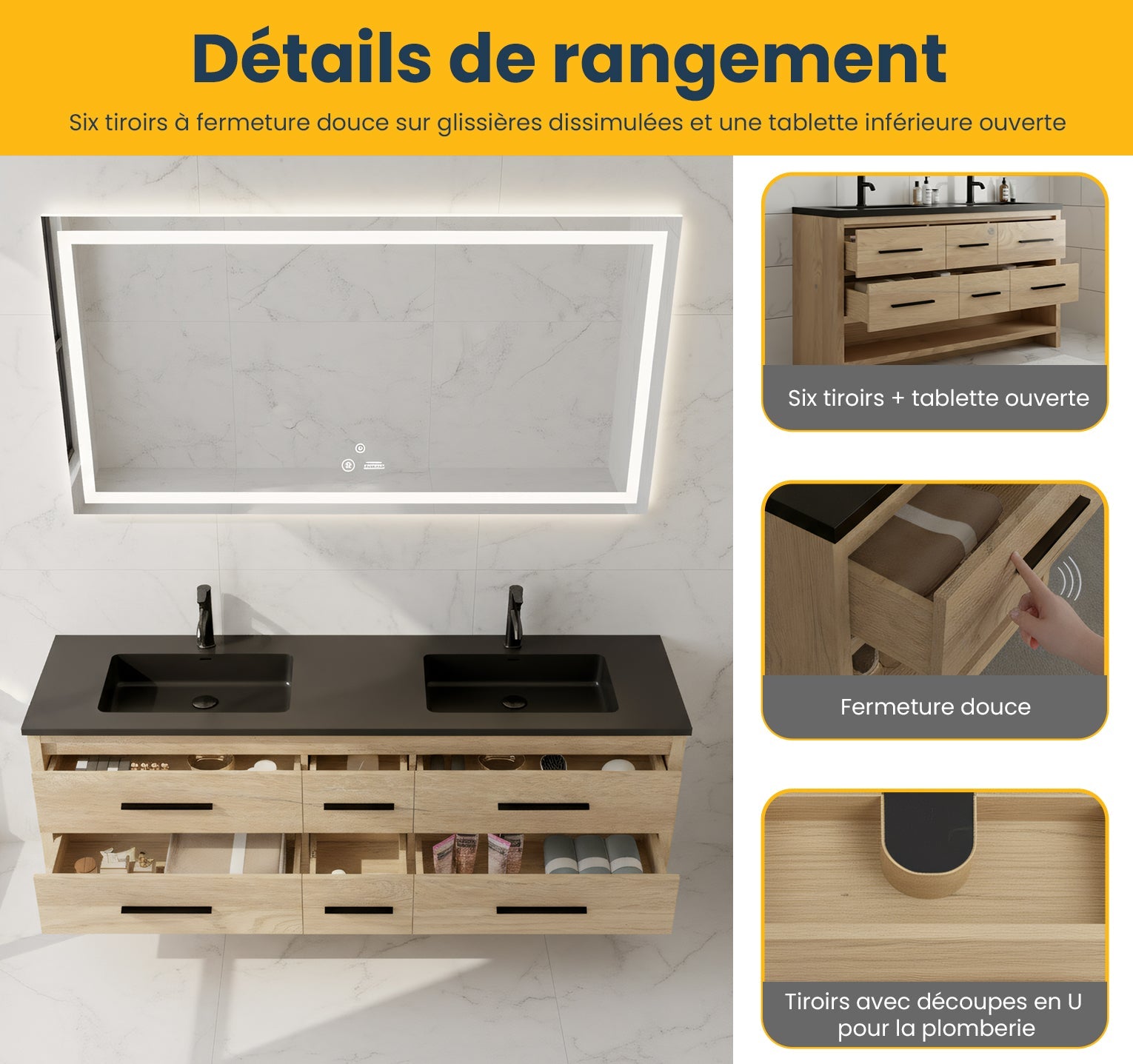 72" Rough Oak Freestanding Double Sink Bathroom Vanity with Black Engineered Quartz Countertop-Migration_Bathroom Vanities-DECOROLALA