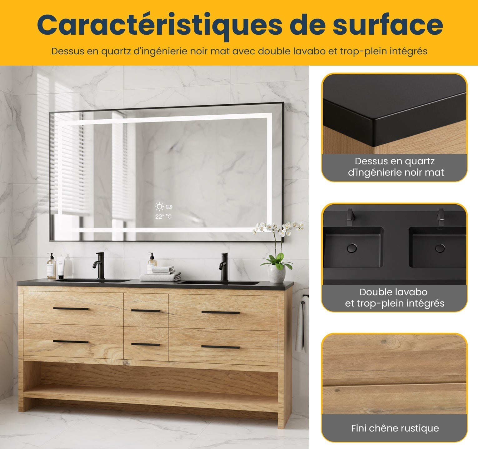 72" Rough Oak Freestanding Double Sink Bathroom Vanity with Black Engineered Quartz Countertop-Migration_Bathroom Vanities-DECOROLALA