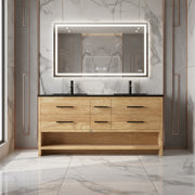 72" Rough Oak Freestanding Double Sink Bathroom Vanity with Black Engineered Quartz Countertop-Migration_Bathroom Vanities-DECOROLALA