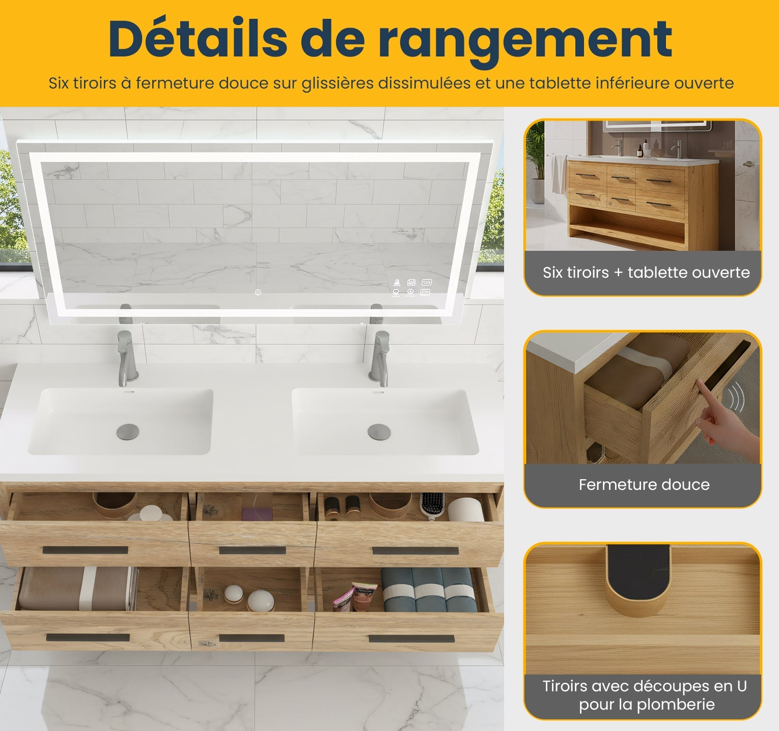 72" Rough Oak Freestanding Double Sink Bathroom Vanity with White Polymarble Countertop-Migration_Bathroom Vanities-DECOROLALA