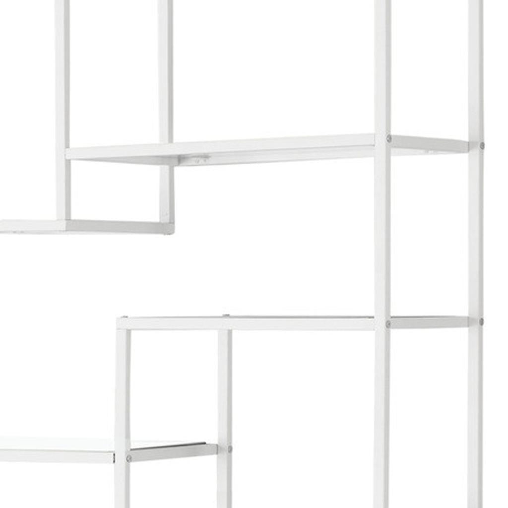 72" Silver And Clear Metal and Glass Nine Tier Etagere Bookcase-Bookcases-DECOROLALA