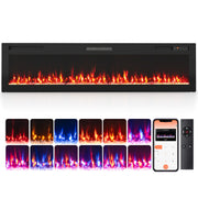72 Inch Smart WiFi Electric Fireplace with Recessed and Wall Mounted-Fireplaces-DECOROLALA