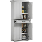 72" Storage Cabinet 4 Door Kitchen Pantry - Grey-DECOROLALA