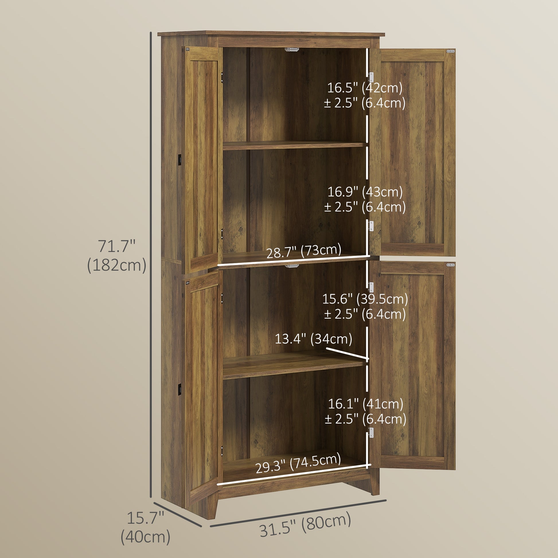 72" Storage Cabinet - Brown Barn Doors-DECOROLALA
