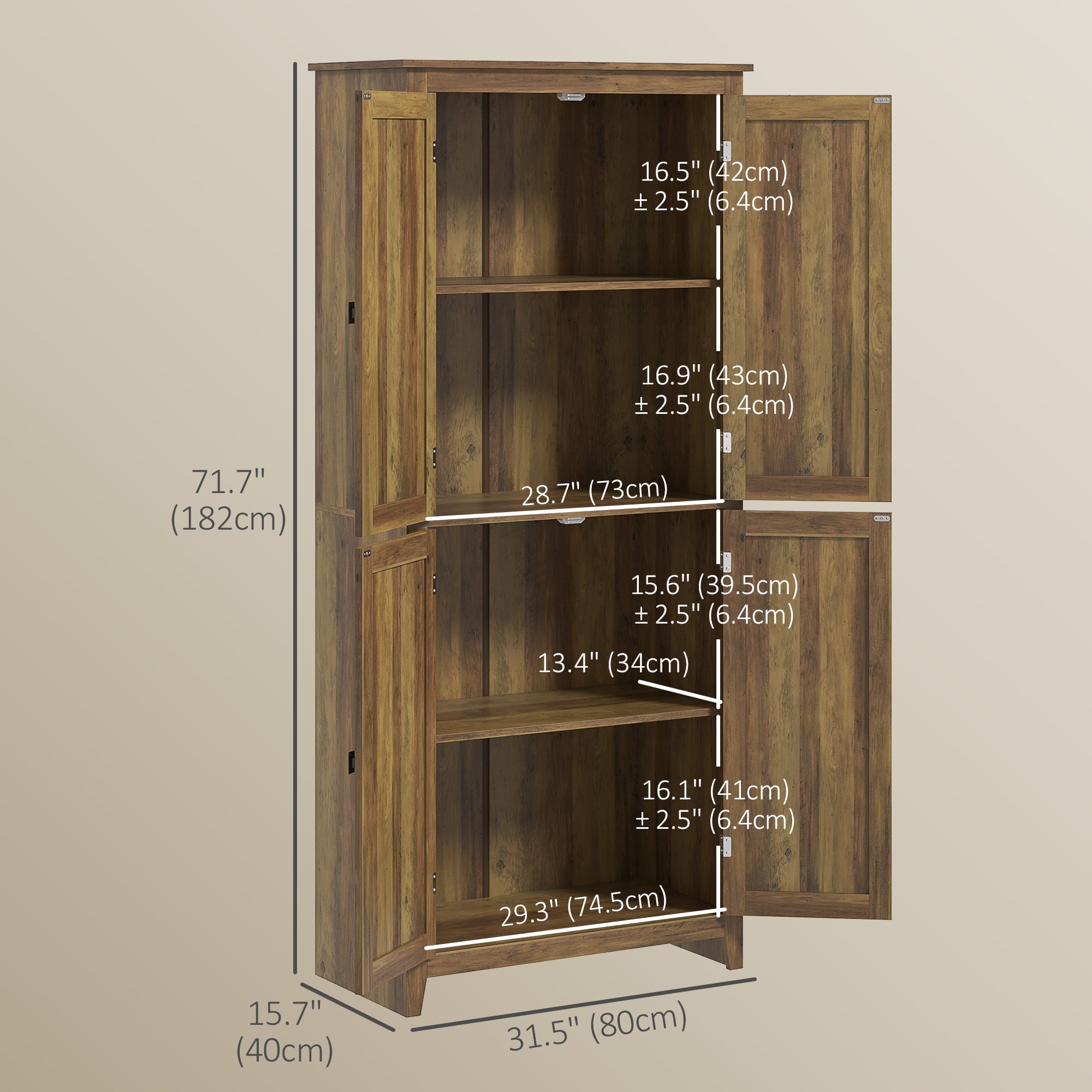72" Storage Cabinet - Brown Barn Doors-DECOROLALA