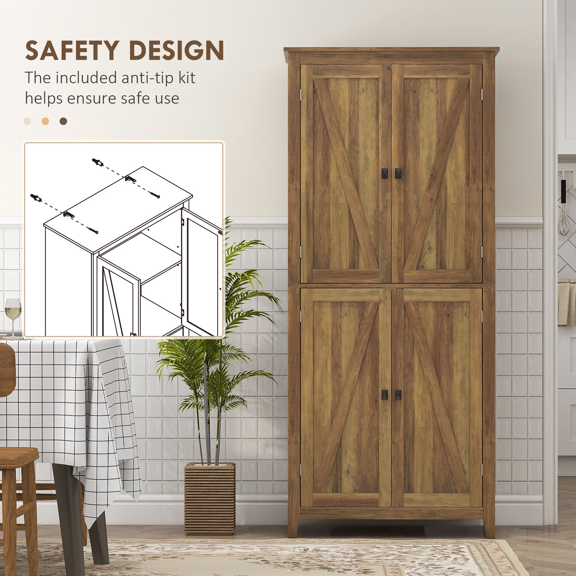 72" Storage Cabinet - Brown Barn Doors-DECOROLALA