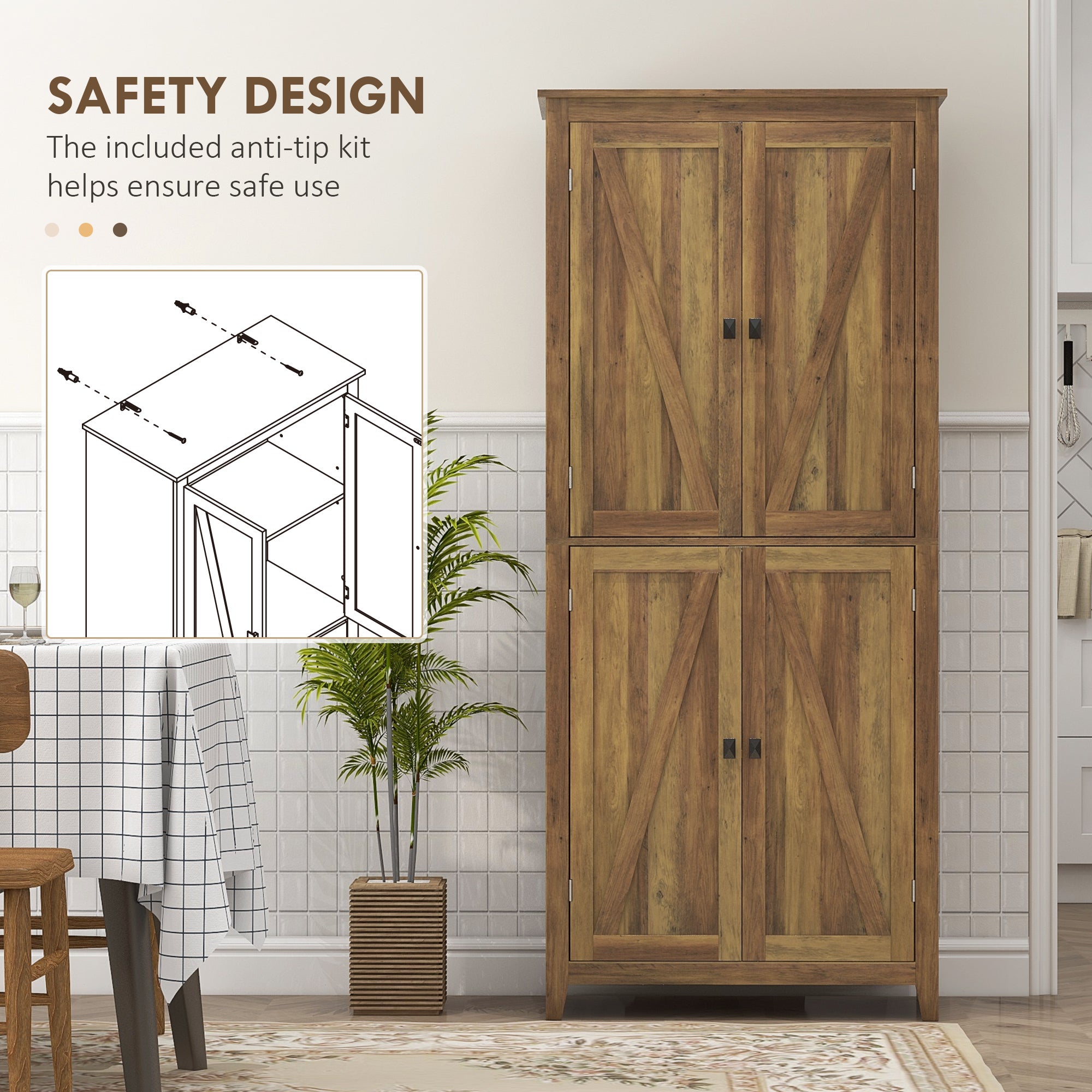 72" Storage Cabinet - Brown Barn Doors-DECOROLALA