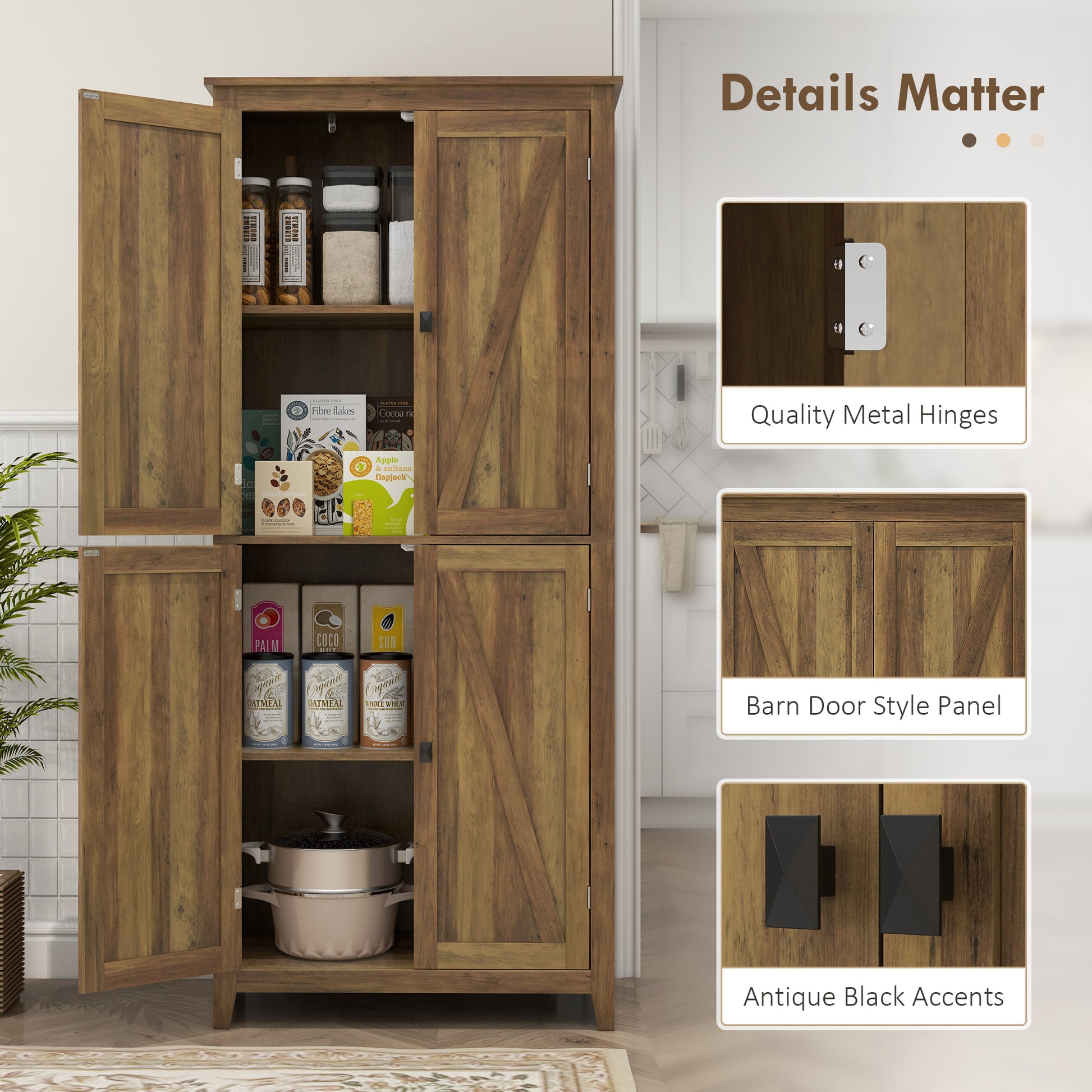72" Storage Cabinet - Brown Barn Doors-DECOROLALA
