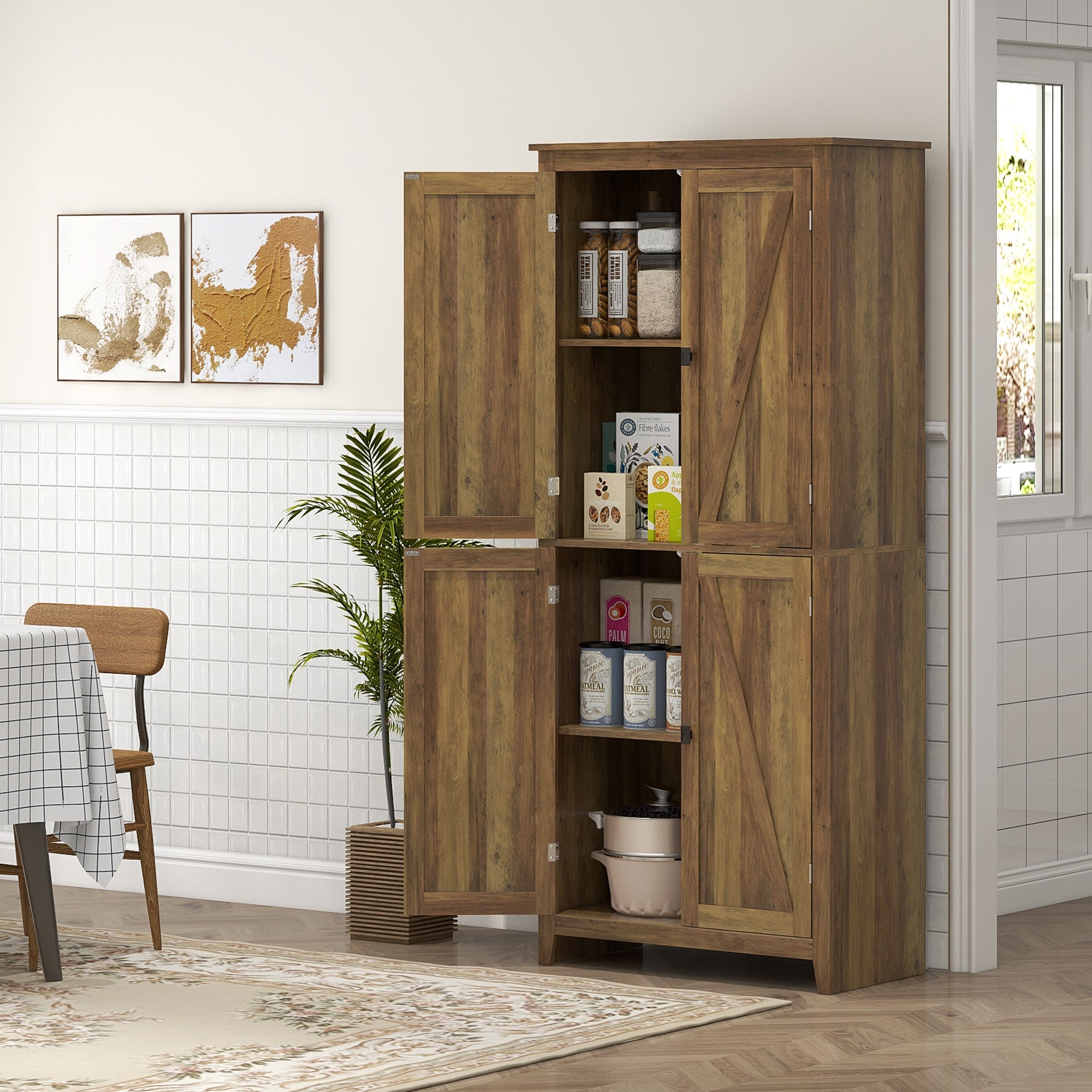 72" Storage Cabinet - Brown Barn Doors-DECOROLALA