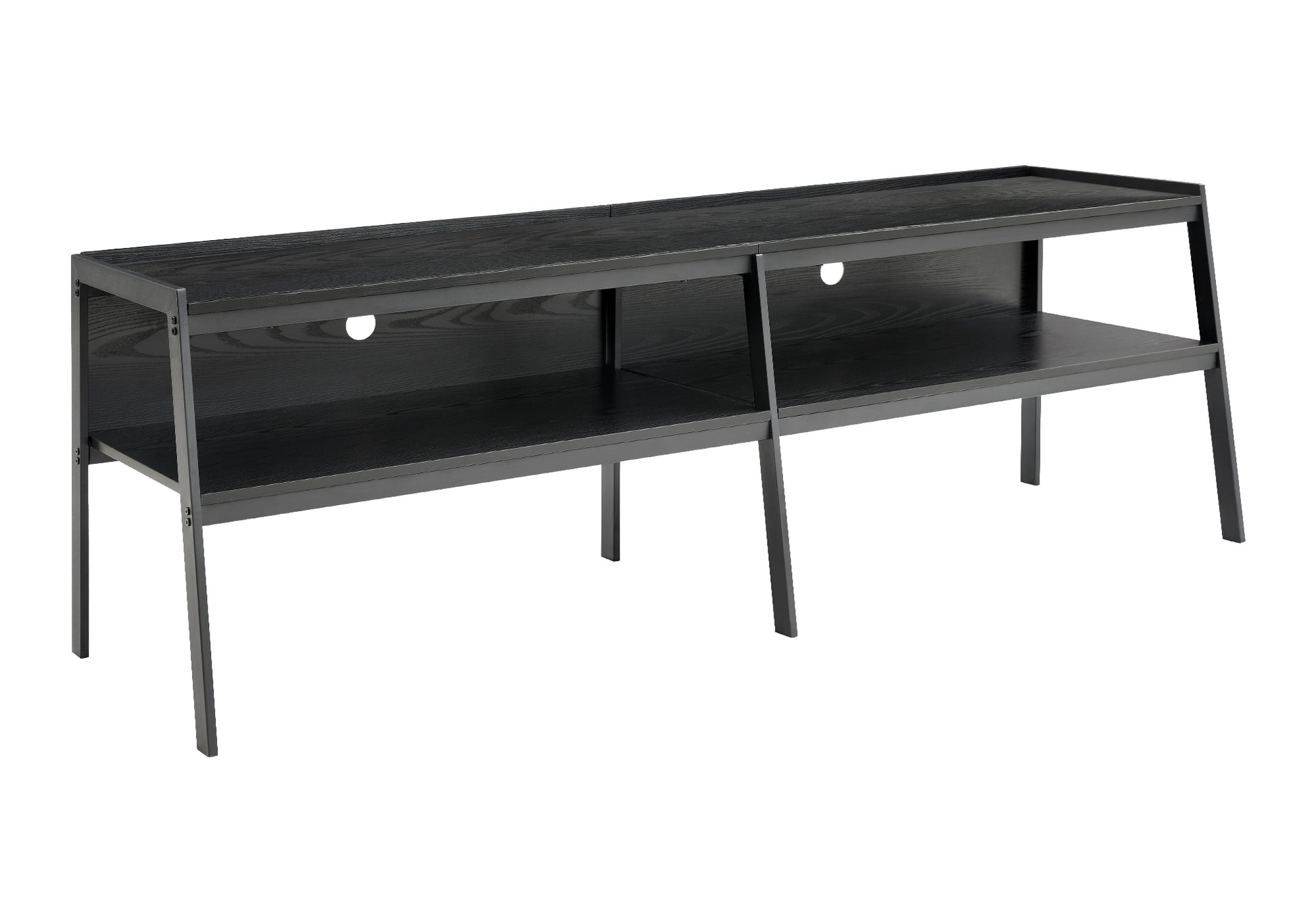 72" TV Stand - Black Wood Laminate & Metal Modern-DECOROLALA