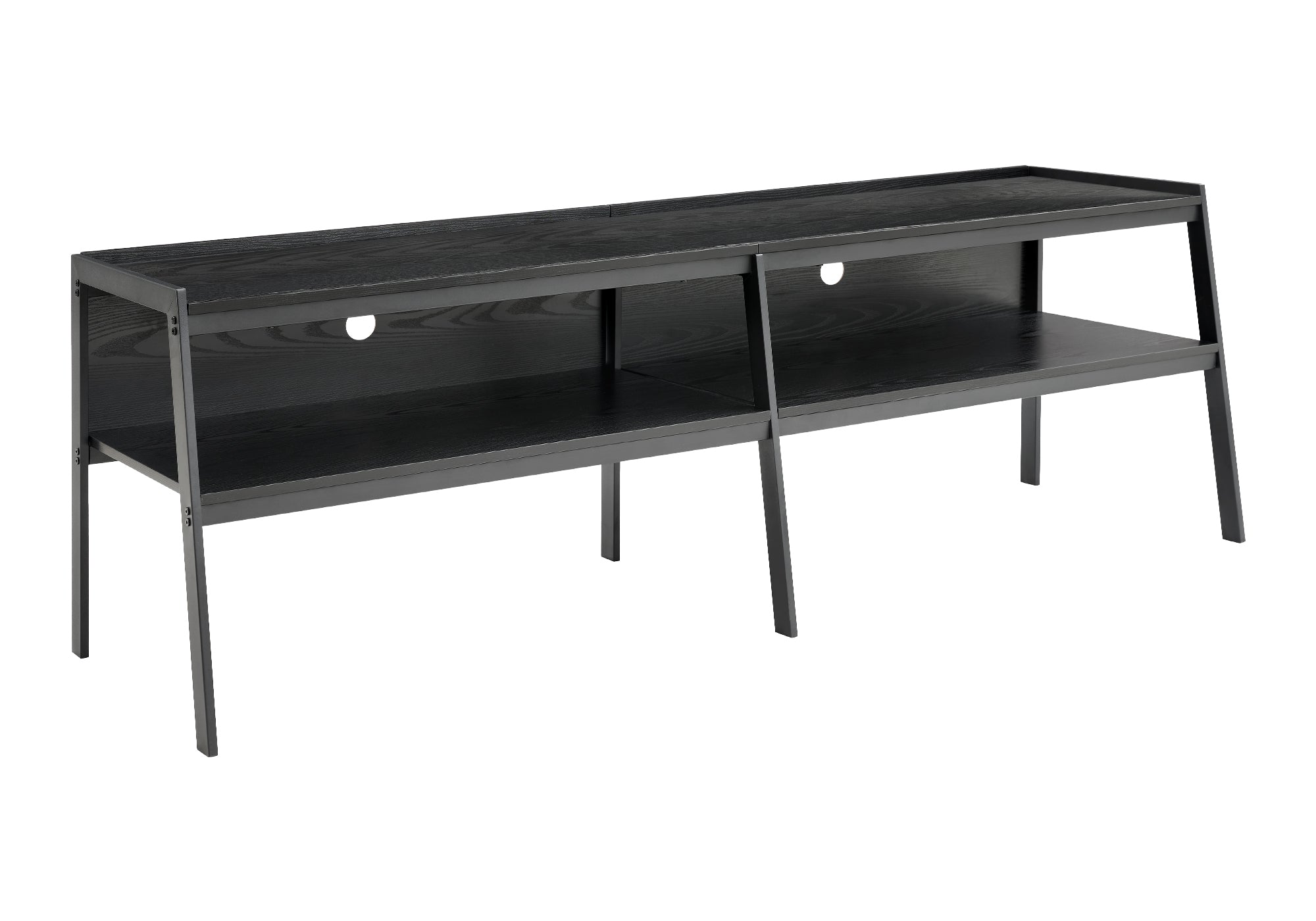 72" TV Stand - Black Wood Laminate & Metal Modern-DECOROLALA