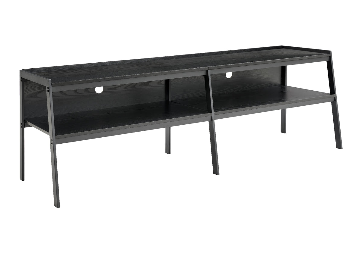 72" TV Stand - Black Wood Laminate & Metal Modern-TV Stands-DECOROLALA