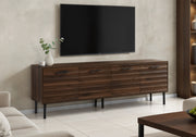 72" TV Stand with Storage, Dark Brown Wood-Look-Tv Stand-DECOROLALA