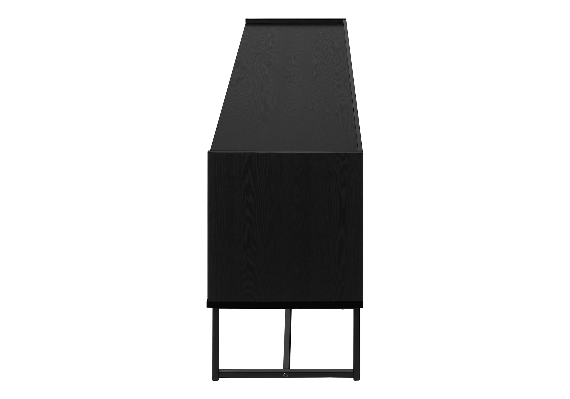 72" TV Stand with Wood-Look Doors - Black Metal Frame-Tv Stand-DECOROLALA