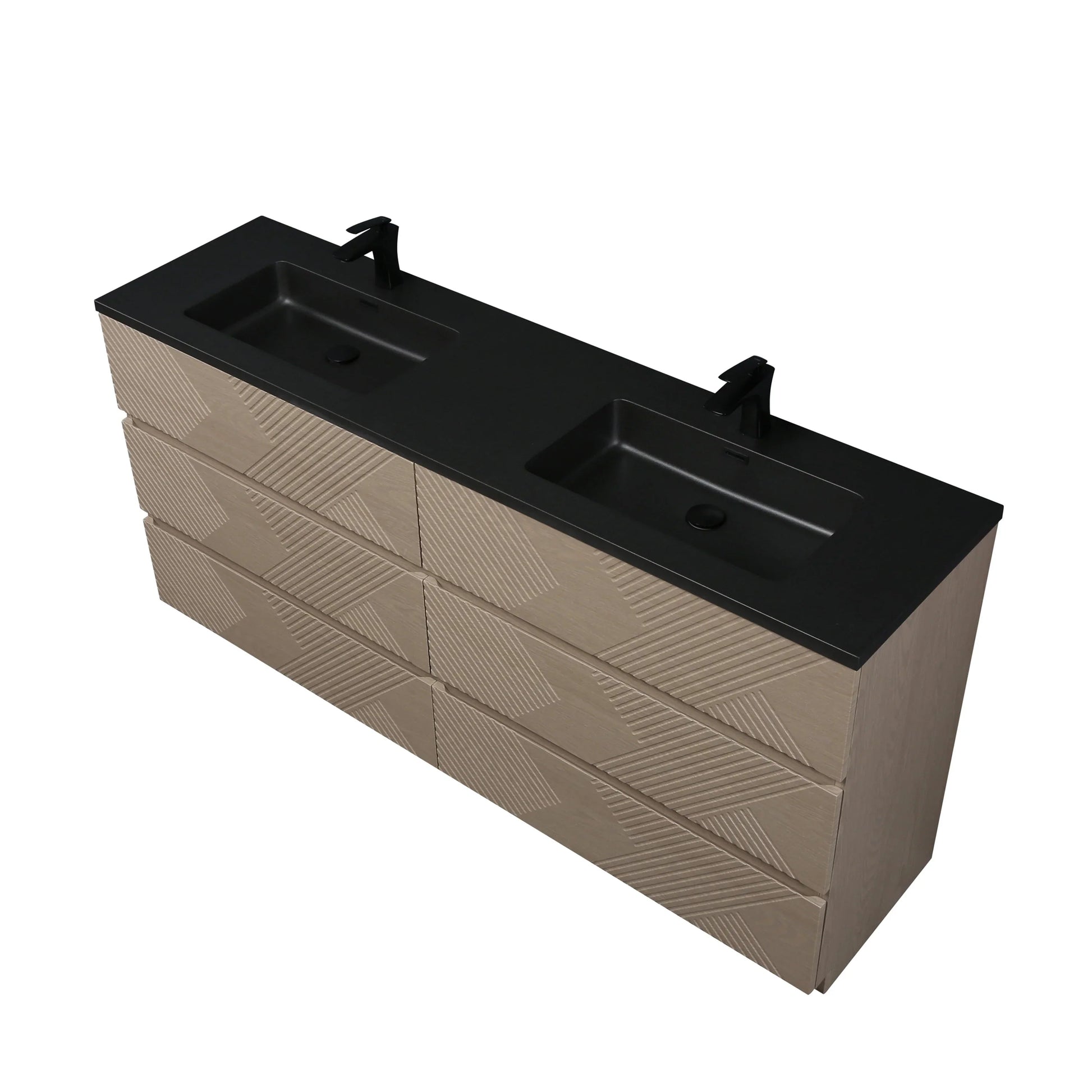 72" Taupe Oak Freestanding Double Sink Vanity with Black Engineered Quartz Countertop-Migration_Bathroom Vanities-DECOROLALA