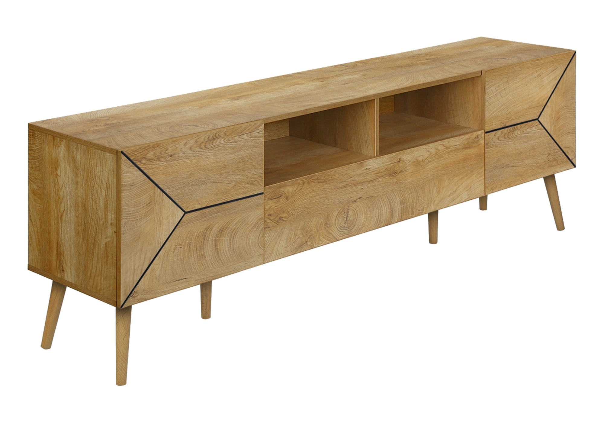 72" Walnut TV Stand with Storage-Bookshelf-DECOROLALA