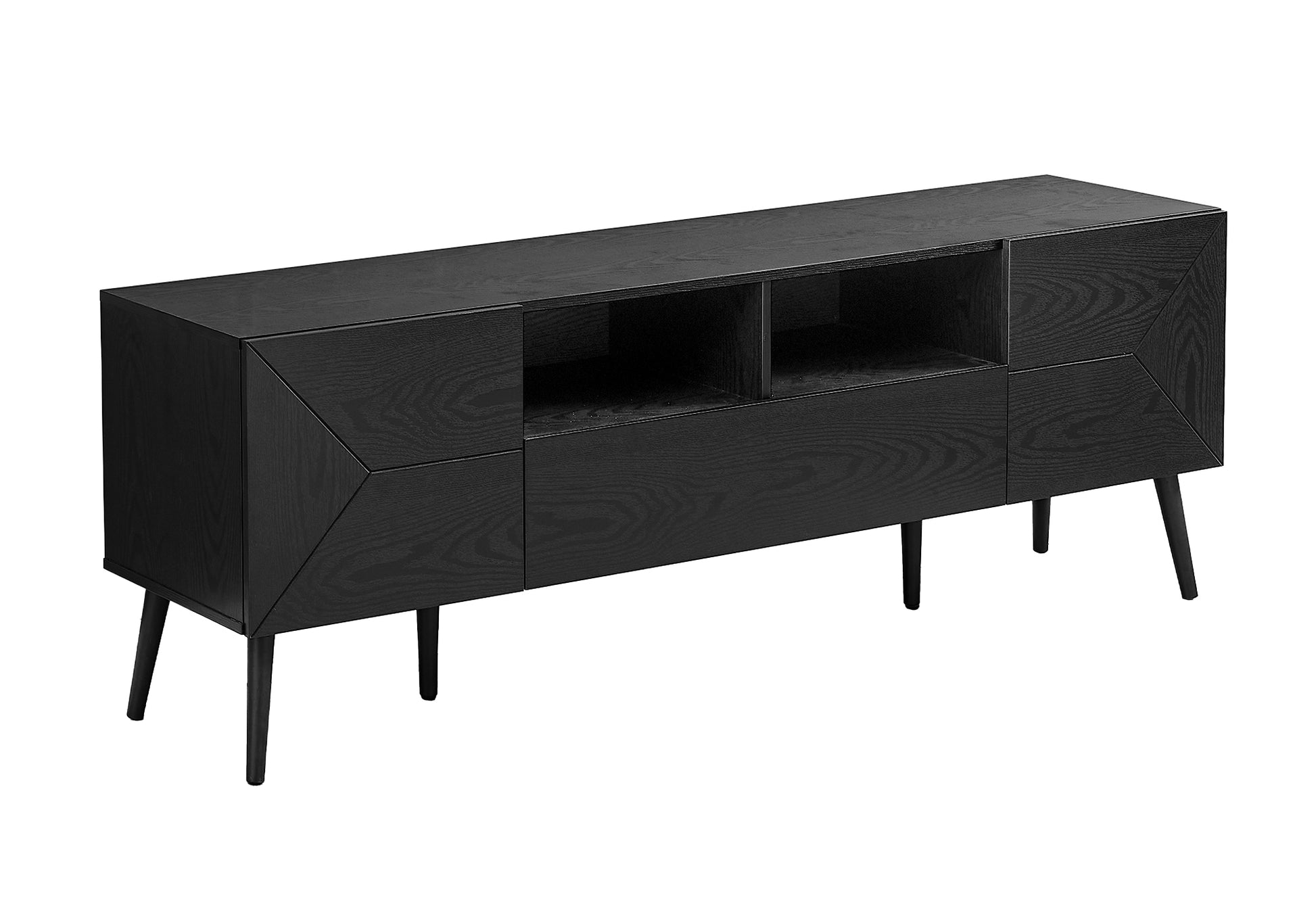 72" Walnut TV Stand with Storage-Bookshelf-DECOROLALA
