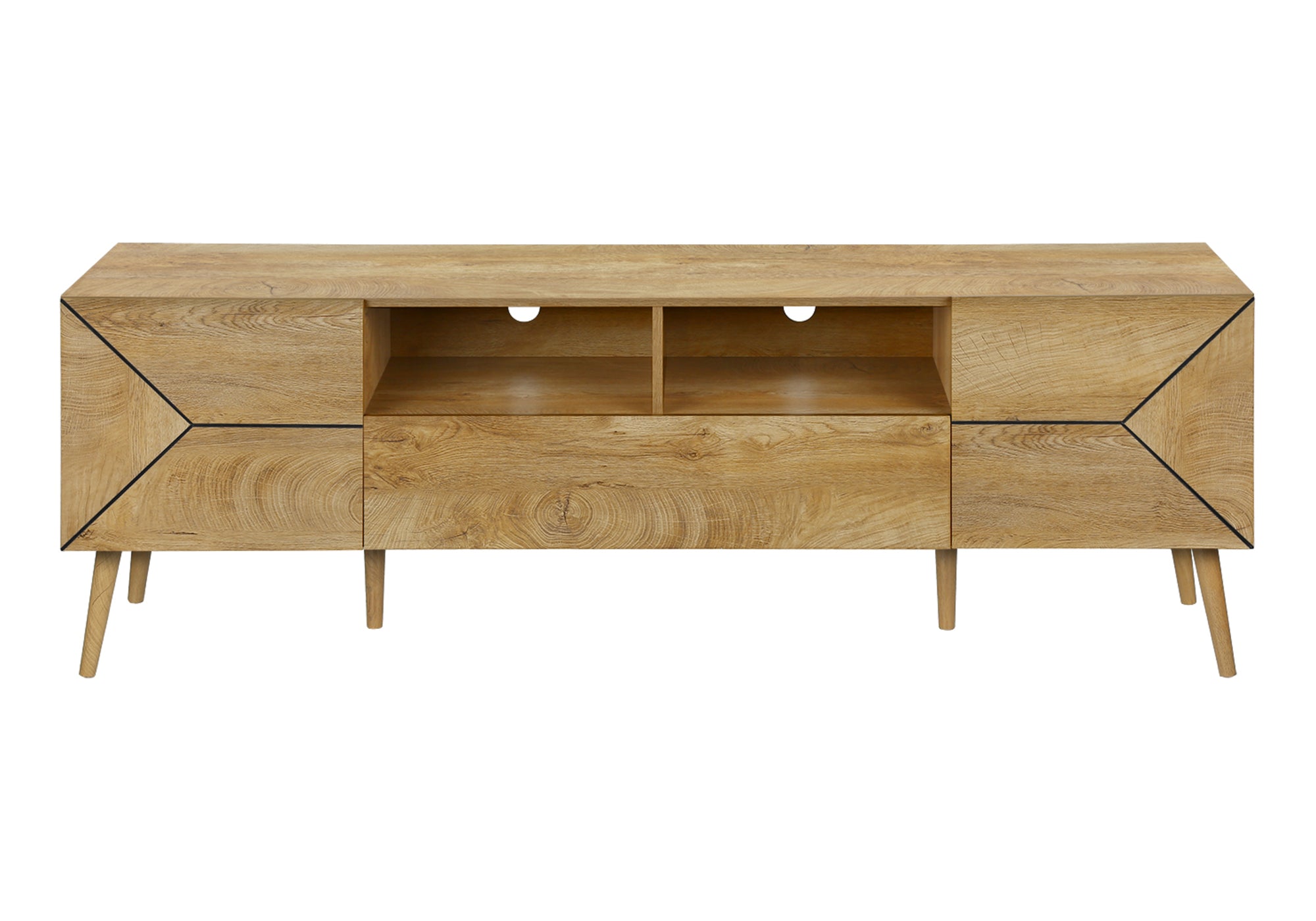 72" Walnut TV Stand with Storage-Bookshelf-DECOROLALA