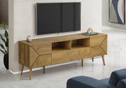 72" Walnut TV Stand with Storage-Bookshelf-DECOROLALA