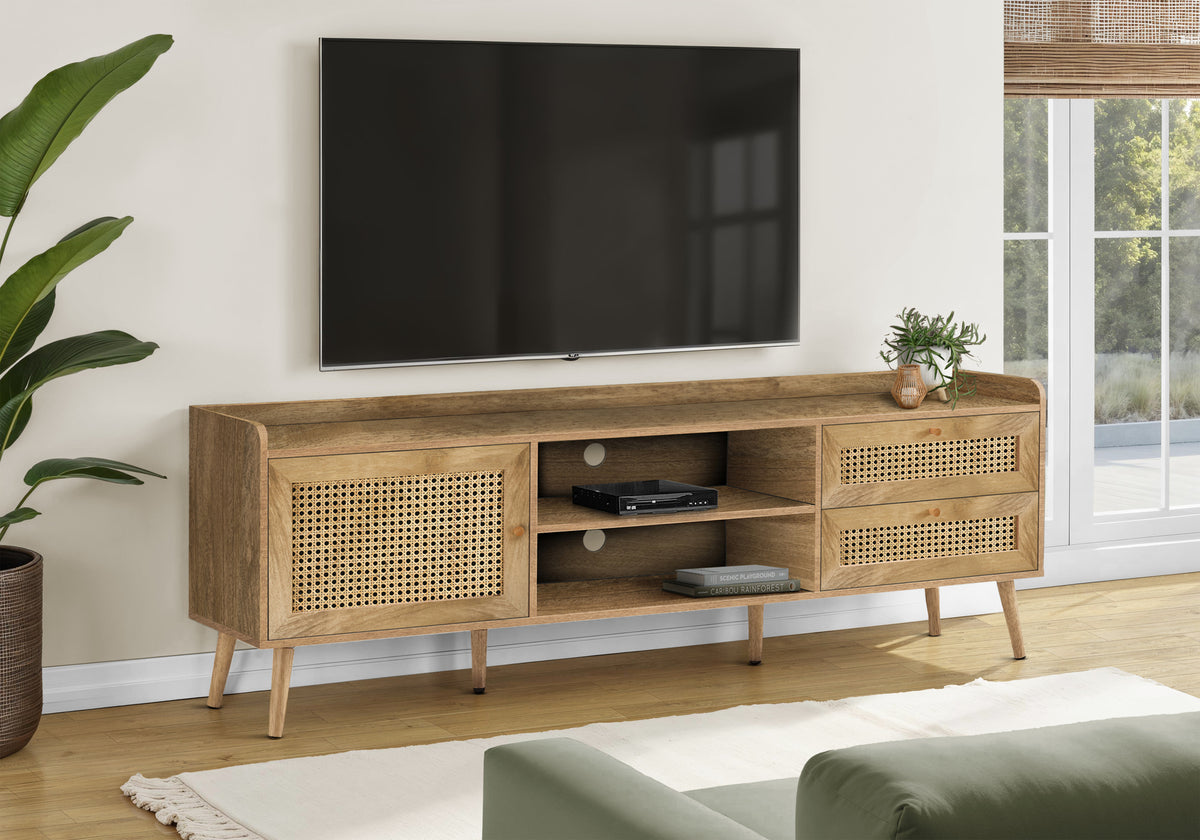 72" Walnut TV Stand with Storage-TV Stands-DECOROLALA