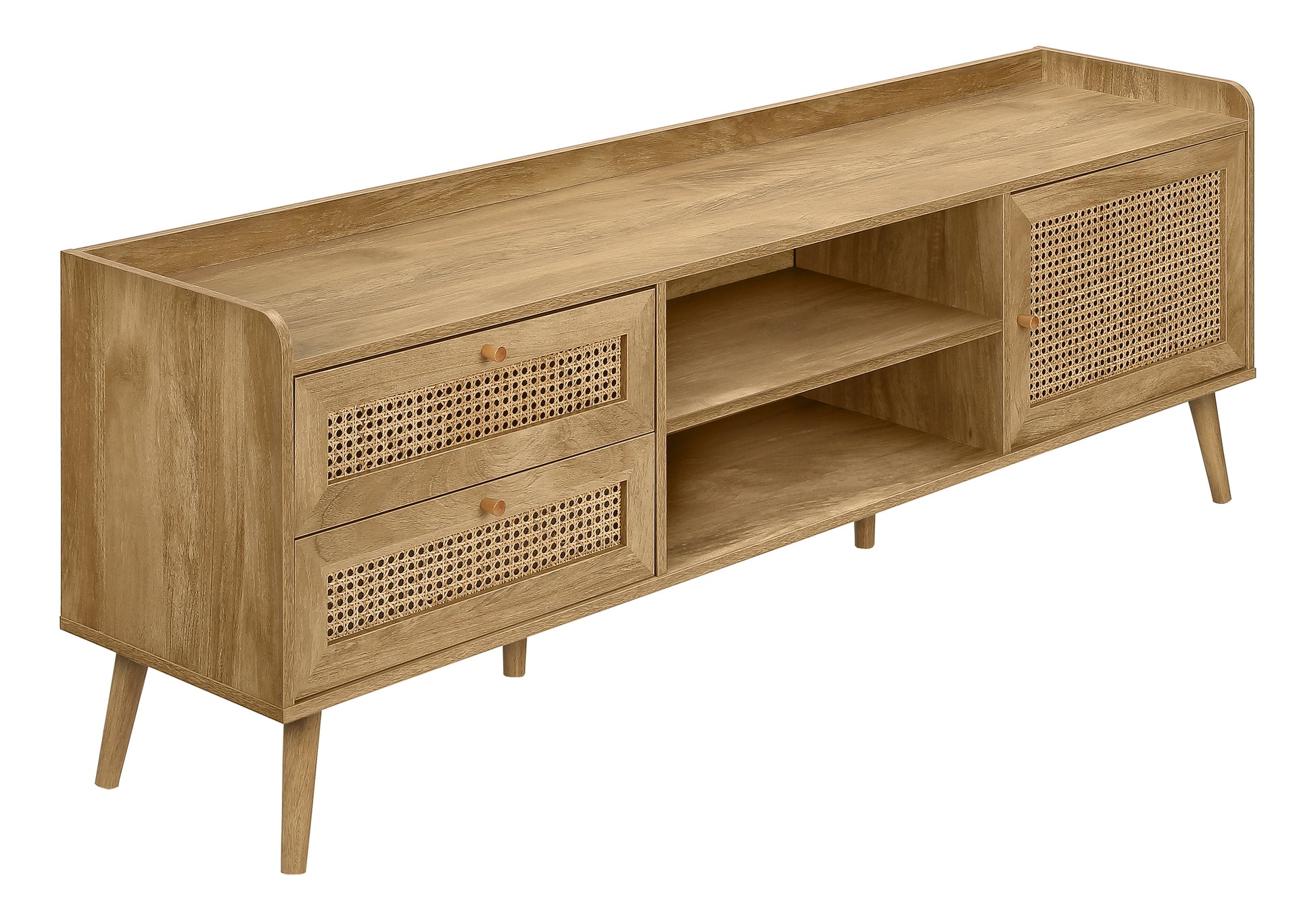 72" Walnut TV Stand with Storage-Tv Stand-DECOROLALA