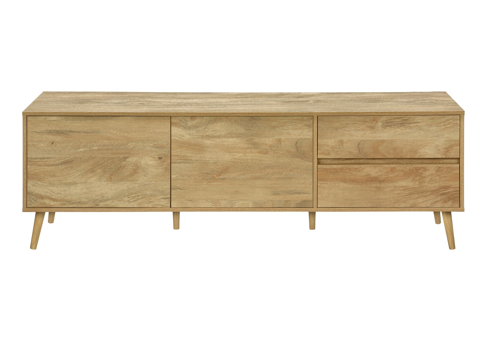 72" Walnut TV Stand with Storage-Tv Stand-DECOROLALA