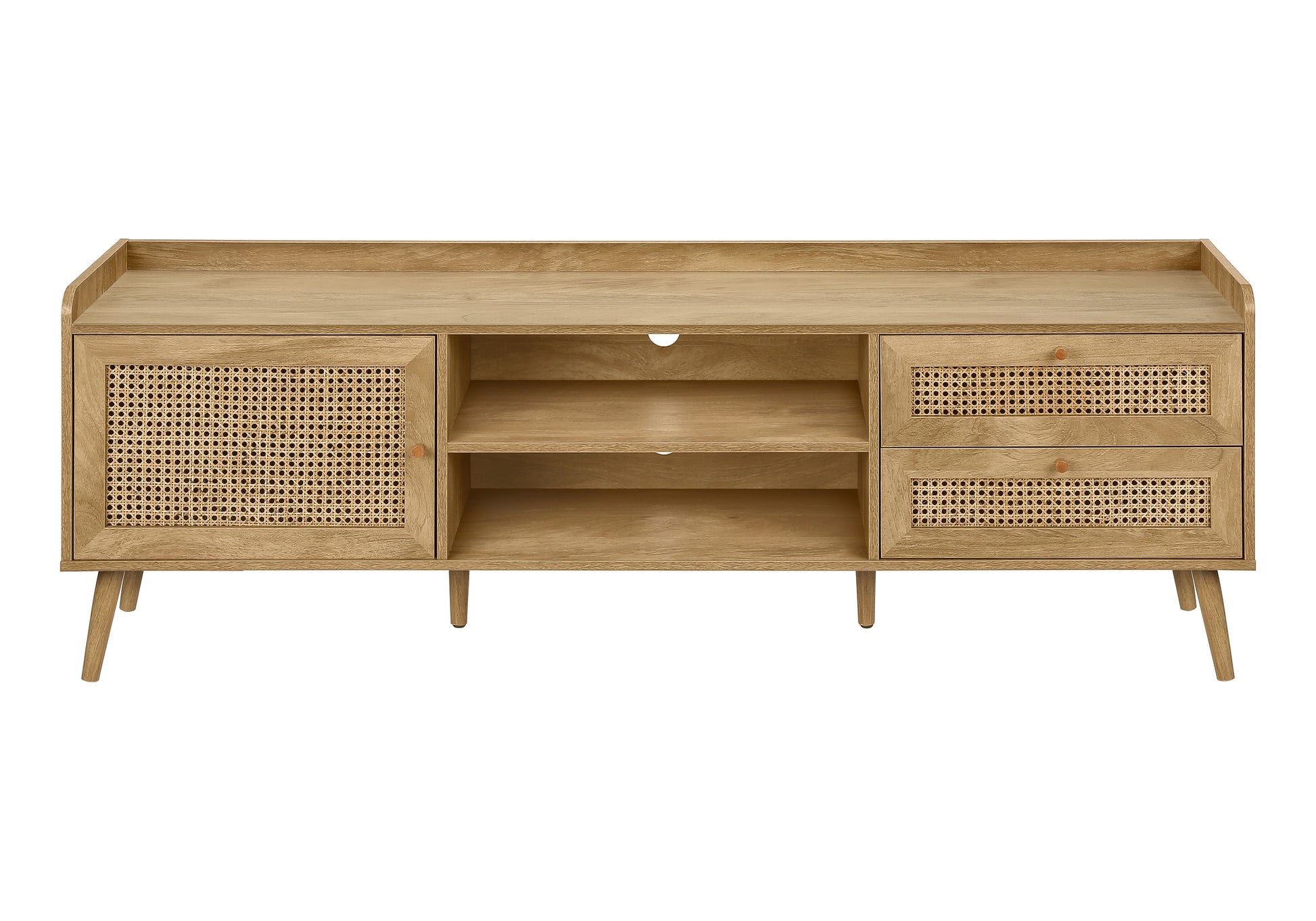72" Walnut TV Stand with Storage-Tv Stand-DECOROLALA