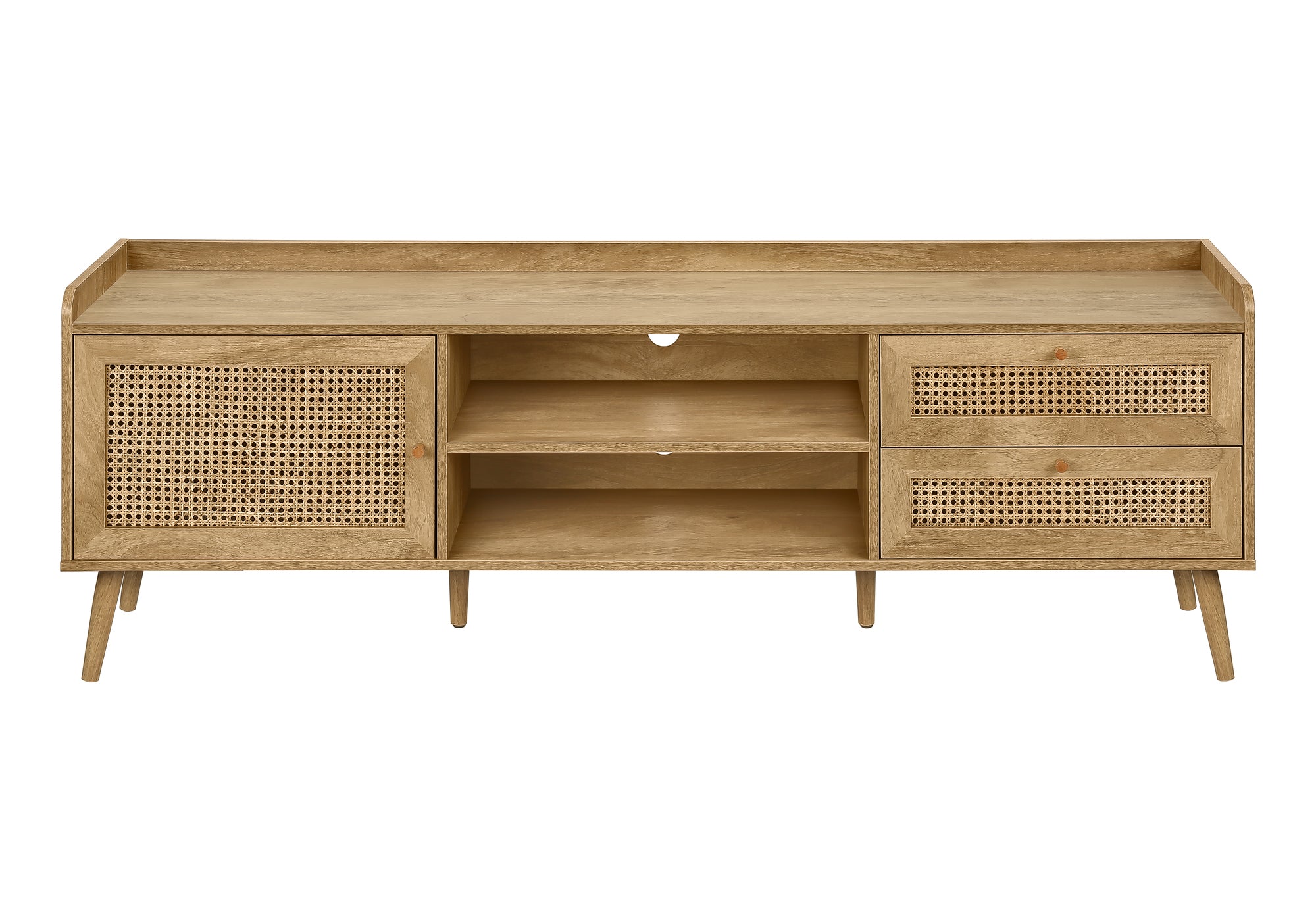 72" Walnut TV Stand with Storage-Tv Stand-DECOROLALA